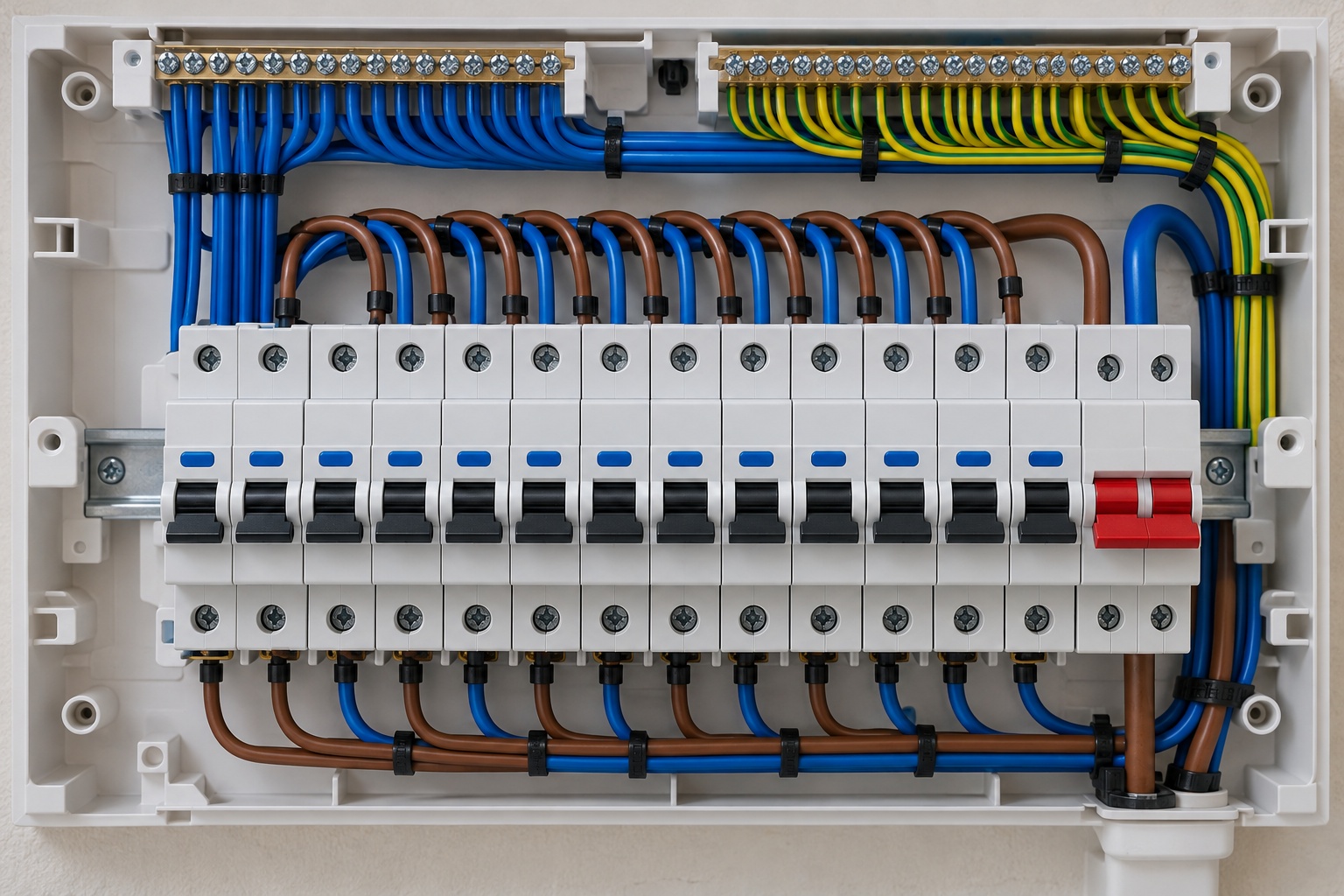 New consumer unit with neat wiring